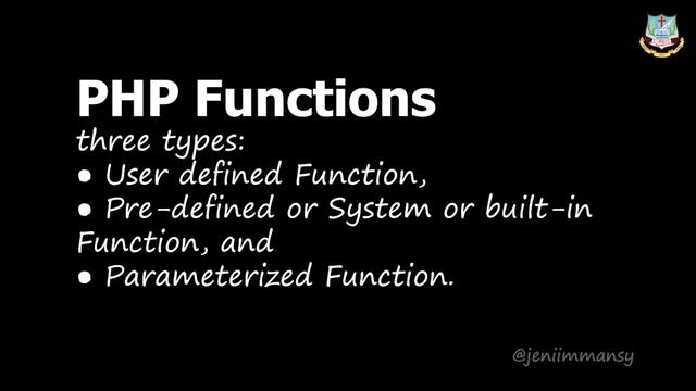 Grade 12 | Computer Applications | PHP functions and arrays | online Class
