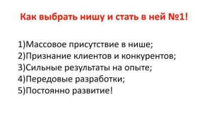 Как правильно выбрать нишу и как стать номером 1 в ней. Как выбрать направление деятельности.