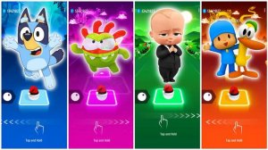 Bluey Bingo 🆚 Om Nom 🆚 Baby Boss 🆚 Pocoyo   Tiles Hop EDM Rush🎶   Who Is Best🎯