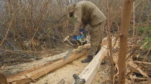 Распил бревен на брус цепной пилой без приспособлений.Как распилить на брус?