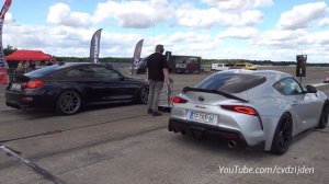 Drag race Toyota GR Supra vs Mclaren 765LT,...