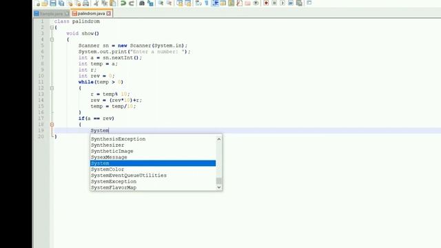 Check Palindrom number in Java program