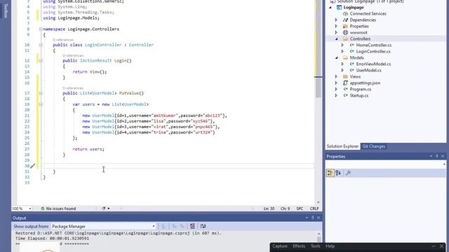 How to build a LOGIN PAGE in ASP.NET Core MVC without using DATABASE