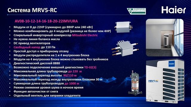Мульти-сплит, пролупромышленные и мультизональные системы кондиционирования Haier (вебинар 2022) смотреть онлайн