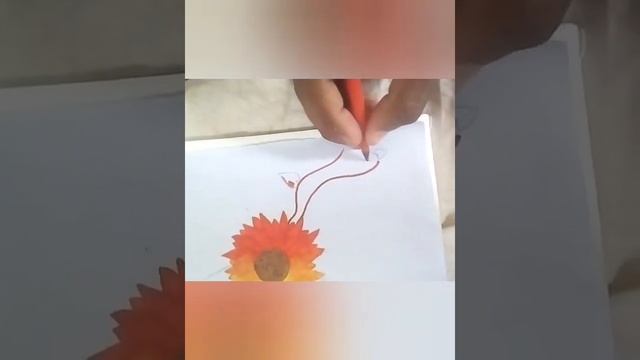 Redishyellow flower design for beginners/ simble design drowing / easy painting with AbhisArtHub