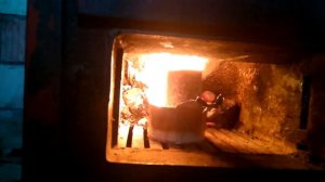 Печка на отработке с консервных банок)