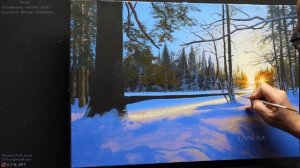 "Зима" (Солнечный зимний день) Акриловая живопись. Художник - Виктор Юшкевич. #97