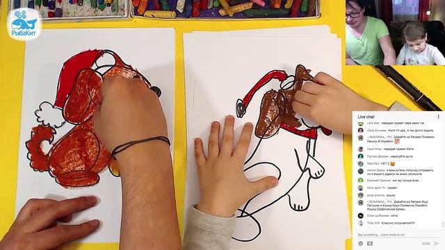 Как нарисовать СОБАКУ на НОВЫЙ ГОД / Катя рисует собаку с РыбаКит смотреть онлайн