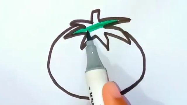 Bolalar uchun Pomidor rasm chizish Drawing Tomota for children Рисование Помидор для детей смотреть онлайн