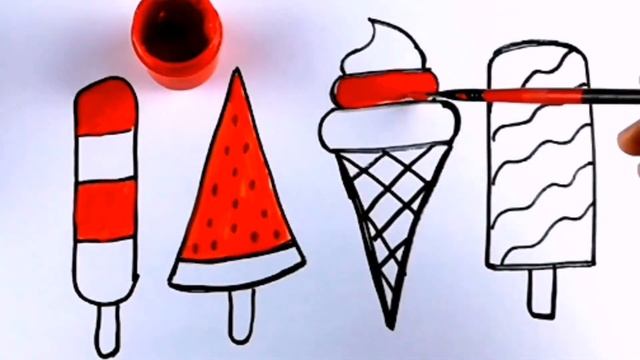 Bolalar uchun oson rasm chizish Рисование раскраска и раскрашивание игрушек-мороженого для малышей смотреть онлайн