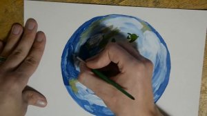 Как нарисовать планету Земля гуашью