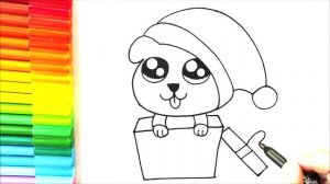 Милый рисунок собаки из коробки - Простые рисунки - Рисунки собак - Рождественские рисунки