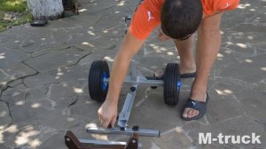 Тележка для перевозки навесного лодочного мотора.Тележка "M-truck" в эксплуатации.