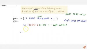 The sum of n terms of the following series `1+(1+x)+(1+x+x^2)+....` will be