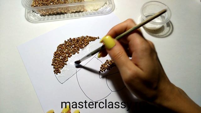 Kid's craft tutorial. Поделки из круп. Осенняя аппликация «Грибы»: видео урок смотреть онлайн