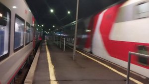 Электровоз ЭП2К-190 с ДВУХЭТАЖНЫМ поездом №026А "Смена А. Бетанкур" "Москва-Санкт-Петербург"