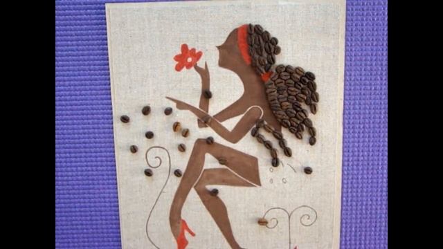 Подарки своими руками ! Картина из кофейных зерен ! Поделки из кофе ! + Шаблон ! Coffee bean pictur смотреть онлайн