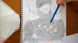 NieR: Automata - 2B Anime Style Pencil Speed Drawing ニーア オートマタ/尼爾：自動人形