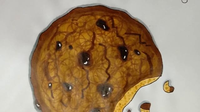 Как нарисовать печенье с кусочками шоколада? Рисование маркерами для новичков с Матвеевой Марией.?