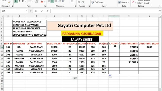 How to create Salary Sheet in MS Excel | GIT Education смотреть онлайн