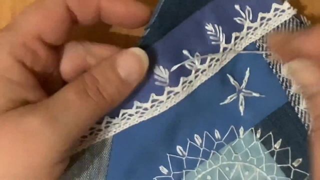 Крейзи квилт с декоративными стежками. Лоскутный блок «Окно» + изделие. смотреть онлайн