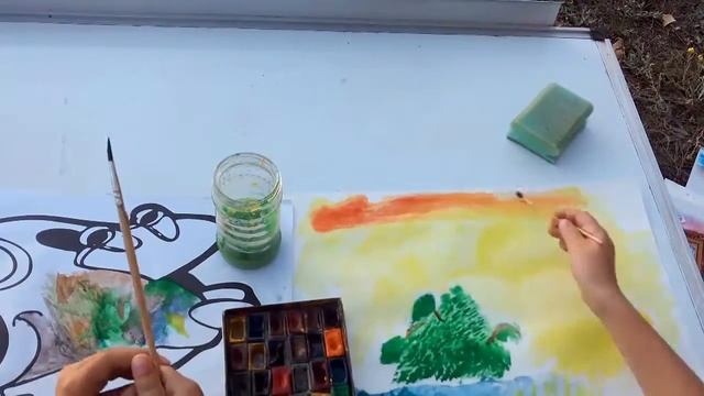 Рисование с ребёнком. Акварель. Cовместное рисование.