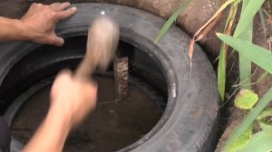 Лестница из покрышек