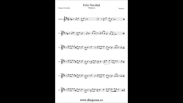 Feliz Navidad Partitura de Flauta Saxofón Trompeta Clarinete Trombón Tenor Soprano y Violín смотреть онлайн