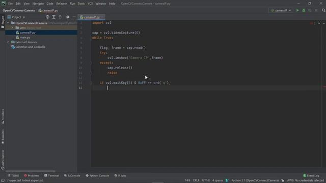 Connect Camera IP using OpenCV2 in Python