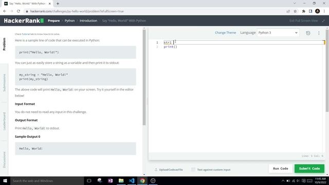 Say "Hello, World!" With Python | HackerRank Solution | Easy | Introduction | Hindi