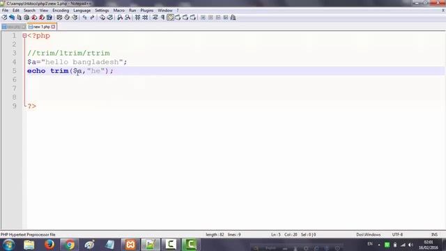 PHP Bangla Tutorial Part 28 String Functions (trim, ltrim and rtrim)