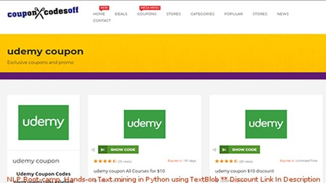 NLP Boot-camp: Hands-on Text mining in Python using TextBlob coupon - udemy discount