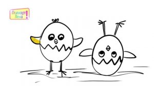 Рисуем забавных цыплят\ We draw funny chickens