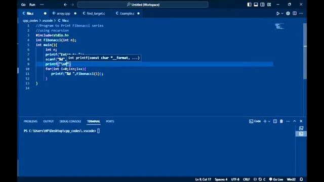 Fibonacci series using recursion | #C ¦ #C++ ¦ #CProgramming #recursion