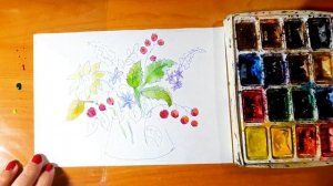 Осенний букет. Как рисовать. Осенний букет акварелью.