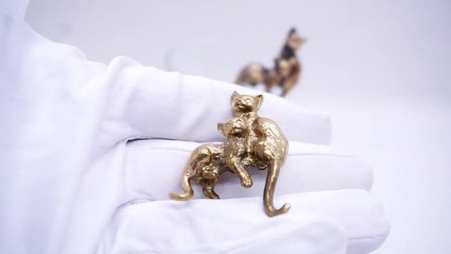 Фигурка на стакан "Кошки" собутыльник (латунь, бронза) сувенир кошка 3909 Хорошие Вещи