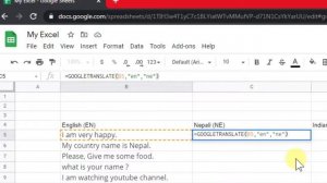 Use Formula To Translate Any Languages In Excel Sheet