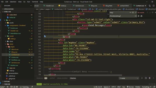 #24  html template convert  into vue app  part-5 | Blog,Contact & Portfolio Page Setup