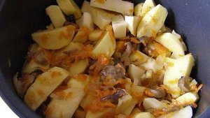 Тушеный картофель с замороженными грибами