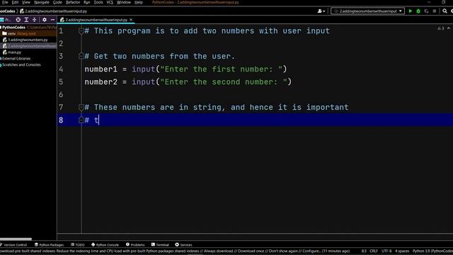 Python program to add two numbers with user input