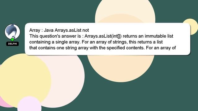 Array : Java Arrays.asList not смотреть онлайн