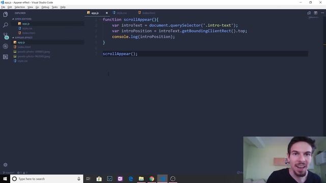 Visual effect in vanilla javascript tutorial