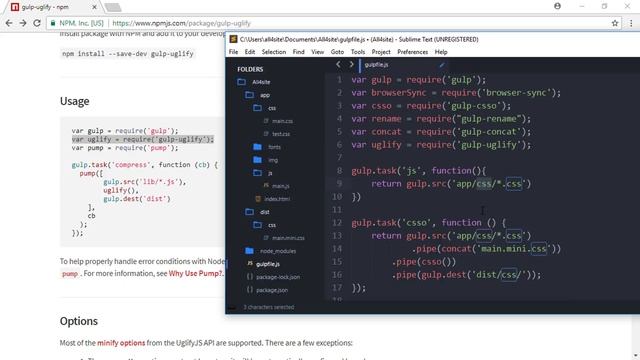 Настройка плагина gulp-uglify смотреть онлайн