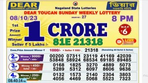 DEAR LOTTERY SAMBAD EVENING 8 PM RESULT TODAY LIVE DRAW ON 08.10.2023 NAGALAND SUNDAY