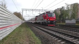 Электровоз ЭП20-043 (ТЧЭ-6) со скоростным поездом "Двухэтажный состав" №737Ж Воронеж - Москва.