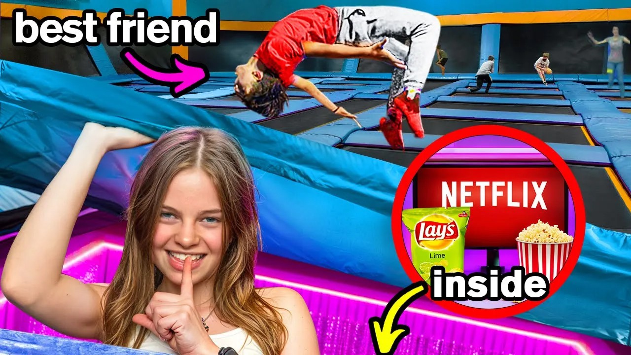 I Built a SECRET ROOM in a TRAMPOLINE PARK! смотреть онлайн