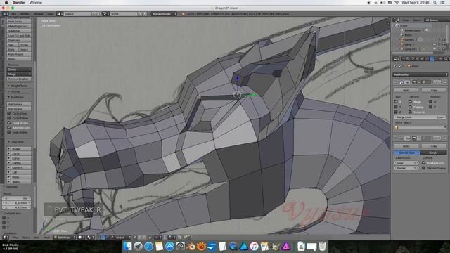 Dragon speed modeling in Blender 3d.