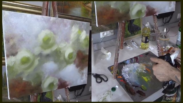 Peonies. English translation. Oil painting lesson. Пионы.Урок с английским переводом #Flowerbrushes смотреть онлайн