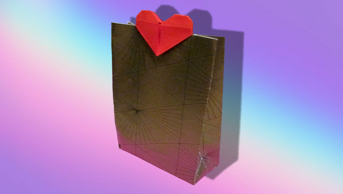 Подарочный пакет с замком-сердечком