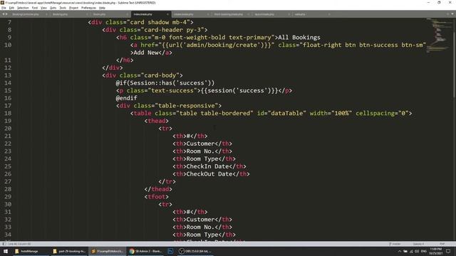 Laravel Full Course - Hotel Management System | Create booking history page in admin #29